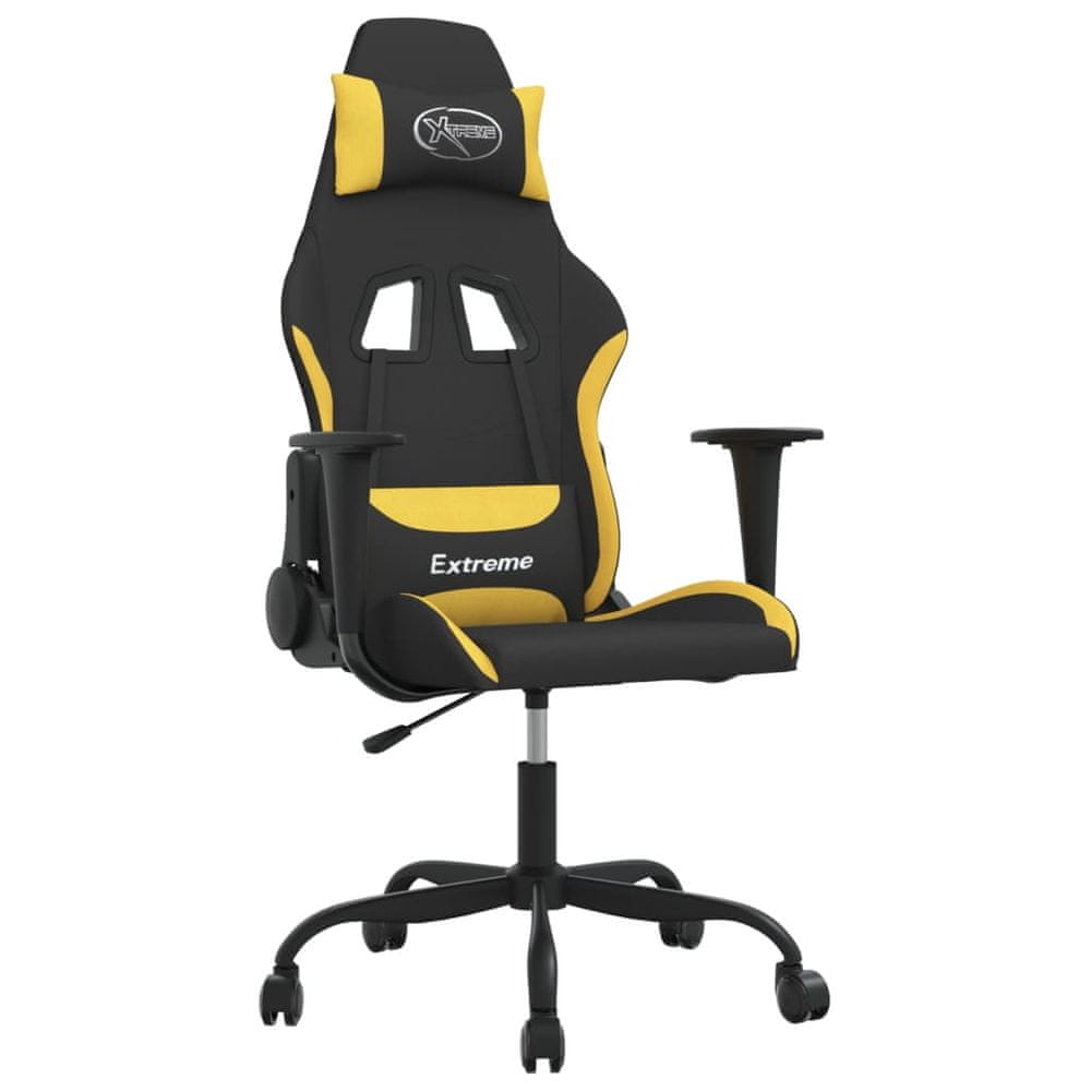 Vidaxl Masážna herná stolička, čierna a žltá, látka